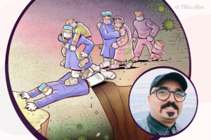 Іранський художник зобразив відчайдушну боротьбу медиків з коронавірусом