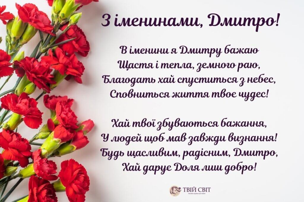 Привітання з Днем Ангела Дмитра