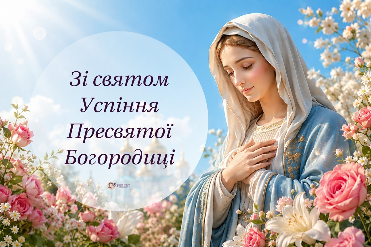 Душевні привітання з Успінням Пресвятої Богородиці на українській мові
