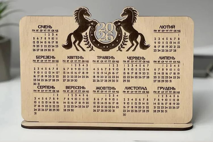 дерев'яний настільний календар