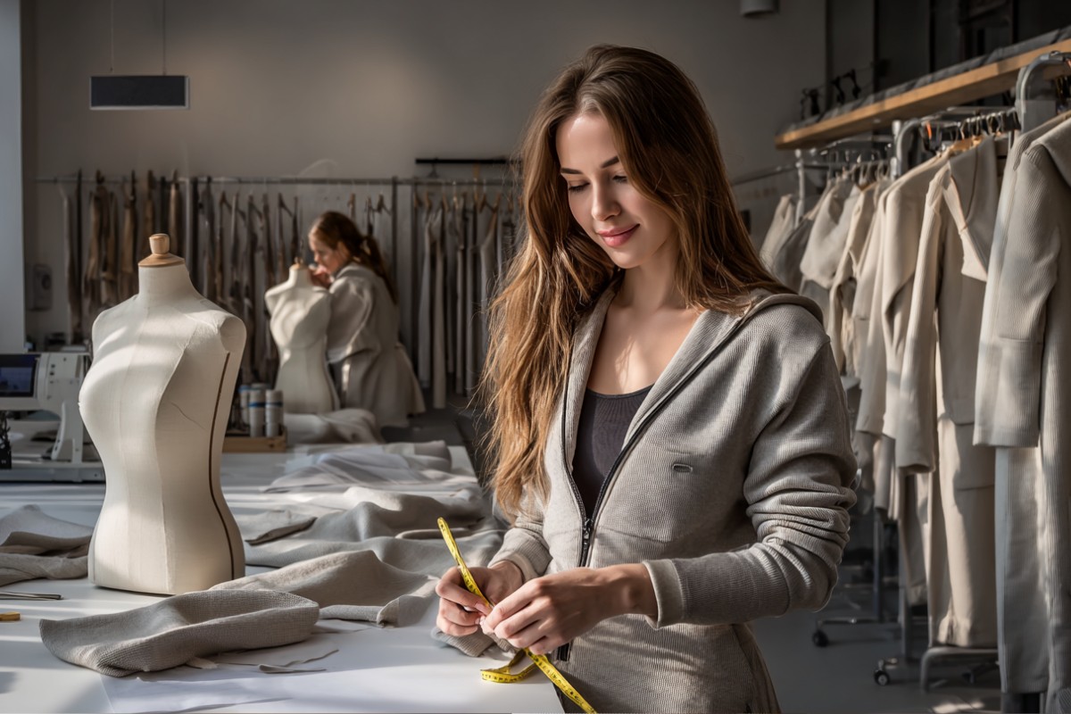 жінка на виробництві одягу